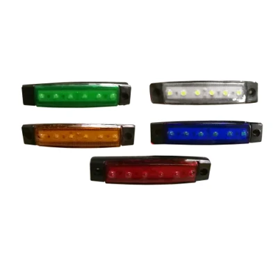 미국 자동차 부속품 헤비 듀티 트럭 트레일러 본체 예비 부품 LED 측면 램프 6LED 12V 또는 24V 빨간색/노란색/파란색/흰색/녹색 Hc